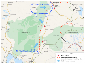 Map of the situation in North Kivu during the fighting against M23 in October 2013. Click to expand.